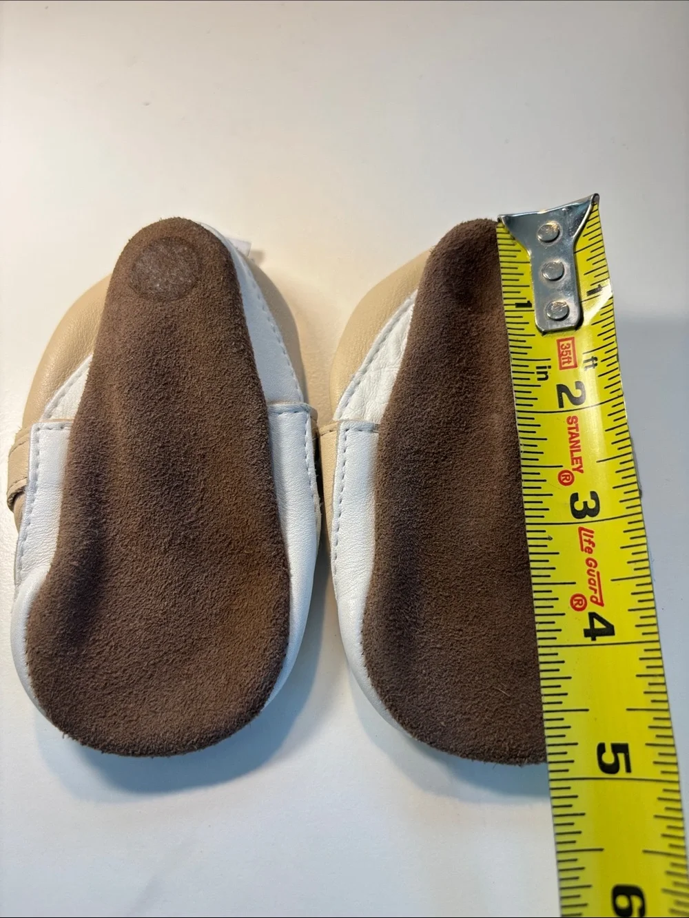 Stanley Beige & Brown Soft Leather Baby Walkers